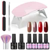 Nail Art Kits Beginner Polish Gel Set With 6w LED UV Dryer Lamp 4pcs Semi Permanent Soak Off Varnish Kit6100219