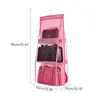 Storage Bags Hanging Handbag Organizer 6 Pockets Tote Rack Bag Clear Folding Purse Holder Wardrobe Closet Anti-dust