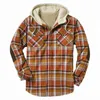 Men's Jackets Men Retro Vintage Spring Winter Long Sleeve Plaid Shirt Jacket For Checked Coat Overcoat Hooded Pocket