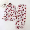 Vintage Leopard pyjamas ensembles femmes 100% coton brossé vêtements de nuit d'hiver femmes mode flanelle pyjamas pour femmes 211111