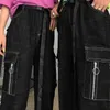 秋の韓国ヴィンゲートハラジュクストリートグッズジーンズルーズハイウエストストレートパンツシックレジャーモッピングヒップホップ女性ズボン210608