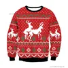 Ugly Christmas Sweater Unisex 2021 Funny Deer Santa Claus Xmas Sweat Tops Hommes Femmes Xmas Sweat shirt Gift Couple Wholesale Y1118