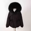 Janveny Huge Raccoon Fur Collar Hooded Short Female Winter Feather Down Coat Women 90% Duck Down Jacket Winter Puffer Parka 211120