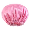 Solid Color Elastic Double Layer Waterproof Bath Caps Turban Hair Care Work Hat Headwear For Women Fashion Accessories