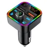 Car Bluetooth FM Transmitter Radio Players Adapter Wireless Handsfree Call Bass Sound MP3 Music RGB LED Backlit QC3.0 USB Charger