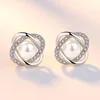 Stud Silver Plated Earrings Pearl Crystal For Women Earing Jewelry Zircon Earings Earring OCF101