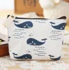 Portamonete vintage in lino di cotone adorabile 5 stili Pianta Albero Animali Ricci Borsa di monete di orso bianco balena Borsa di carte di cartone animato