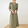 Solide élégant robe femmes automne pansement Midi robe fendue bureau dame concepteur décontracté Style coréen une pièce robe femme 210325
