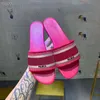 Paris Women Slipper Dway Slides Amaranth Embroidered Cotton Summer Beach Sandals Fashion Outdoor Shoes Slides Sandals Good Quality with Box