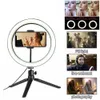 10 "LED-ringlampa Fotografisk selfie ringbelysning med stativ för smartphone YouTube TikTok Makeup Video Studio Tripod Ring