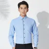 Twill White Mens Dress Shirts Long Sleeve Slim Fit Business Men Formal Shirt Casual Solid without Front Pocket Man's Clothing 210626