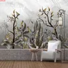 사용자 정의 모든 크기 현대 3D 크리 에이 티브 식물 잎 꽃 조류 큰 벽화 럭셔리 거실 소파 TV 배경 사진 벽 페이퍼 굿 Quatity