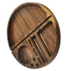 Okrągły kształt drewniana taca akcesoria do palenia domowego z rowkiem o średnicy 218 MM naturalne drewno tytoń rolki tacki papieros