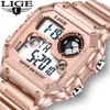 Electronic Watch Women Sport Waterproof Date Alarm Wristwatch LIGE Fashion Female Watches Top Brand Luxury Chronograph+Box 210517