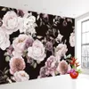 Benutzerdefinierte 3D-Fototapete, handbemalt, schwarz, weiß, Rose, Pfingstrose, Blumenwandbild, Wohnzimmer, Heimdekoration, Malerei, Wandpapier