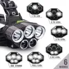 Super lumineux 5000LM 5x XM-L T6 LED lampe frontale rechargeable USB lampe frontale Zoomable étanche 6 Modes torche pour la pêche Camping chasse