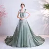 Exquisite Mermaid Prom Dresses With Spaghetti Sleeve-less Applique Race Custom made Dress Formal Evening Gown