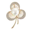 Moda elegante broche de flor de sorte com imitação pérola alta qualidade banhado a ouro estilo koreal broche jóias