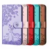 Djur sika hjort blomma läder plånbok fodral för iPhone 13 Pro max 2021 12 mini 11 XR XS X 8 7 6 Sony 10 II 5 III Blommor Gullig kredit ID-kort Slot Magnetisk hållare boks flipskydd