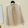 Herfst Chiffon Blouse Dames Casual Plus Size Shirts voor Folds Chic O-hals Elegante lange mouwen Top Blusas Mujer 11917 210512