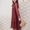 Spring Women Elegant Printed Floral Chiffon Dress Long Sleeve Fashion Casual Long Pleated Dress Korean Style Female 210527