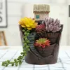 Mini House Figurines Resin Flower Pot for Herb Cacti Succulent Plants Planter Drop 210922