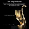 Servis uppsättningar 5st rostfritt stål bestick set kök silver guld plattvaror kniv gaffel sked bordsvaror skedar svan bashållare