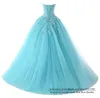 Quinceanera Dresses 2021 Crystal Princess Sweetheart Aplikacje Party Prom Formalna Suknia Balowa Lace Up Tulle Vestidos DE 15 ANOS Q23