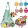 Reusable Cotton Mesh Grocery Bags Washable Woven String Net Shopping Bags Handbags Shopper Home Fruit Vegetable Market Storage Tote RRE11023