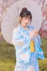 Ethnic Clothing Asian Fashion Women Blue Kimono Cardigan Autumn Formal Dress Cherry Blossom Po Sweet Japanese Style Literary Retro Costume