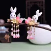 Hair Clips & Barrettes 2 Pcs Pink Blue Cut Rabbits Hairgrips For Baby Girls Women With Tassel Peach Pearls Lovely Fashion Accessories