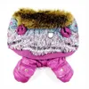 Purple Bubble Cotton Luxury Fur Collar Style Pet Dogs Winter Coat Dogs Clothing Coat For Dogs Winter 211013