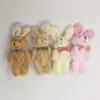 Retail H=11cm Plush Mini rabbit bow tie bunny joint animals cartoon bouquet dolls stuffed pendants soft toys 710 Y25