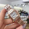 22mm Panthere WSPN0006 Mode Lady Montres Suisse Quartz Montre Femme Cadran Blanc Boîtier Argent Bracelet En Acier Inoxydable Saphir Wri272W