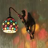 Appliques murales Tiffany lampe à LED salon chambre cuisine couloir décor à la maison Vintage lumière intérieure E27 ampoule verre coloré