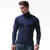 Long sleeve T Shirt Men Turtleneck modal tshirt tight elastic tees soft and breathable 210726