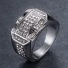 حلقات Hip Hop Diamond Cluster Cluster Full Crystal Gold Iced Out Band Ring for Women Men Motorcycle Style Fashion Jewelry Will and Sandy