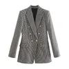 Kvinnors kostymer blazers damer houndstooth monterad vintage långärmad flikficka kvinnlig streetwear ytterwear chic jacka kvinnor blazer coat