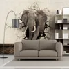 Custom 3D Levensechte Dier Muurschildering Rhino Lion Olifanten Foto behang Niet-geweven Papier Wallpapers Kinderkamer Sofa TV Achtergrond
