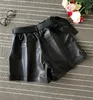 Shorts pour femme Mode femme Taille haute Jambe large 2022 Automne Poches Pantalon court en cuir véritable A821