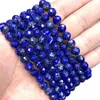 Lapislázuli facetado completo A 100% cuentas de piedra redondas sueltas naturales para hacer joyería DIY pulsera collar 6/8MM 15''