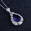 Nouveau collier en forme de poire en argent 925, groupe incrusté de diamants complets, pendentif violet de luxe pour femmes, bijoux exquis, vente en gros