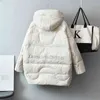 中長い冬のジャケットの女性の手紙刺繍ホワイトアヒルダウンジャケットフード付きコート暖かい厚いParka 211108
