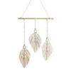 Obiekty dekoracyjne Figurki Nordic Handmade Woven Macrame Wall Hangng Boho Leaf Feather Tassels Cotton Cord Tapestry Wisiorek Wystrój AP