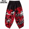 Японские спортивные штаны мешковатые бегуны Harajuku Lucky Red Cloud Print Mens 2022 Hip Hop Streetwear Starns Thin Bunders Japan Style 0124