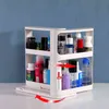 Seasoning rotating Storage Rack Double Layer Home Kitchen Cabinet Spice Food Organizer shelf Box Bathroom makeup Accessories 211112