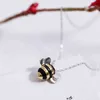 Chaia de clavícula de abelha bonito coreana 925 esterlina personalidade de prata temperamento animal colar de jóias feminino pingente p0e6 g1206