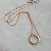 18K Rose Gold 925 Srebrne Silne Signature Circle Circle Naszyjnik z oryginalnym pudełkiem dla Pandora CZ Diamond Chain Women Jewe343v