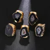 Cluster Rings Irregular Geode Genuine Stone Hole Open Ring For Women Purple Crystal Adjustable 1pcs Random2350