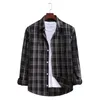 Men's Casual Shirts Men Flannel Plaid Shirt 2021 Autumn Long Sleeve Soft Comfort Slim Fit Brand Brown Checked Camisas De Homb313P